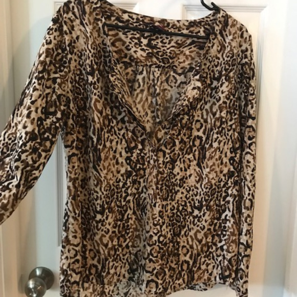 Merona Tops - Long Sleeve Leopard Blouse - large Merona Tops - Long Sleeve Leopard Blouse - large